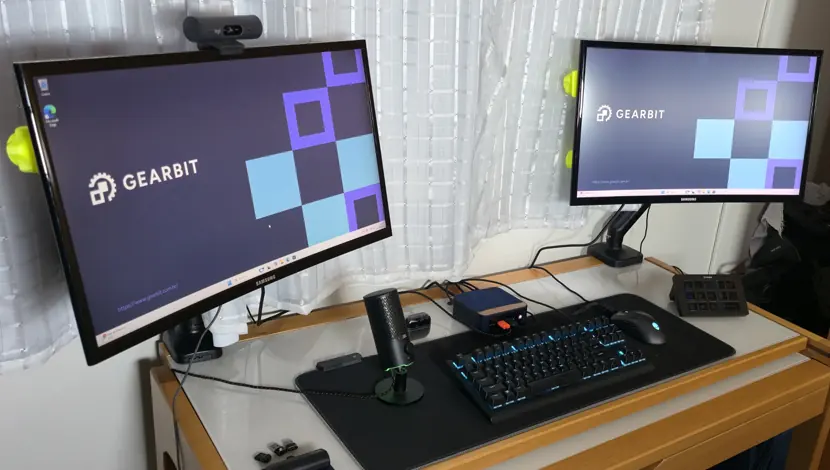 Vista frontal detalhada do setup GearBit